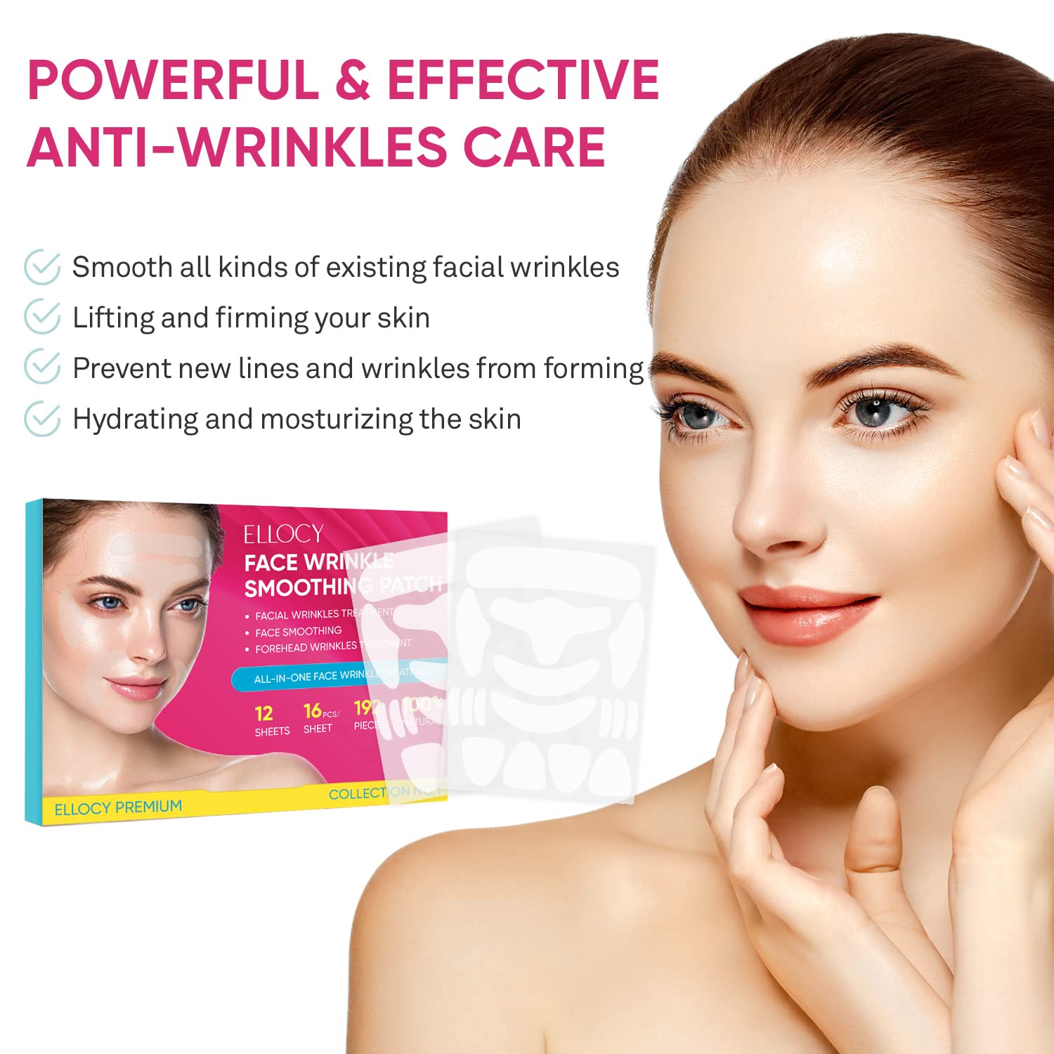 Ellocy Face and Wrinkle Patches,192PCs Face Tape for Wrinkles Forehead Wrinkle Patches Face Patches for Wrinkles Anti Wrinkle Patches Facial Patches Visit the Ellocy Store - Image 9